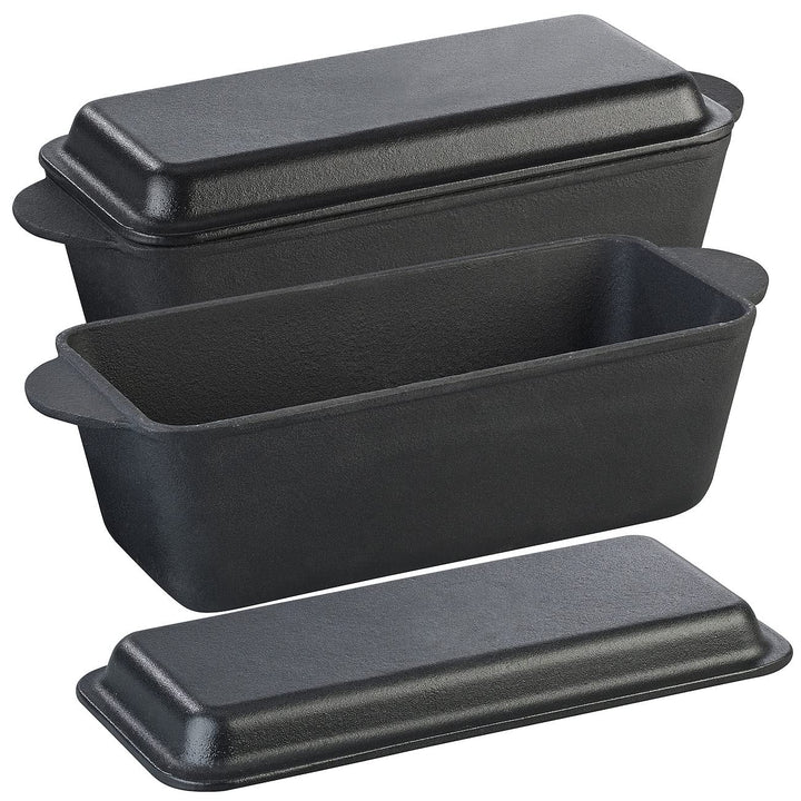 Rosenstein & Söhne Brotbackform: 2er-Set Gusseisen-Kastenformen mit Deckel, 25 x 12 x 9 cm, 2er-Set