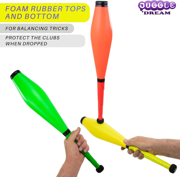 3 x JuggleDream Jonglierschläger Orange, Gelb, Grün, Orange, Gelb, Grün
