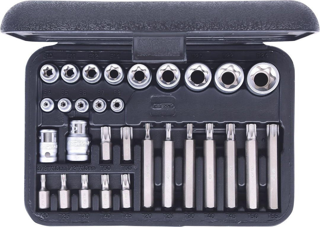 KS Tools 911.4301-2 TX-Steckschlüssel- und Bit-Satz, 30-tlg. Bits mit Bohrung