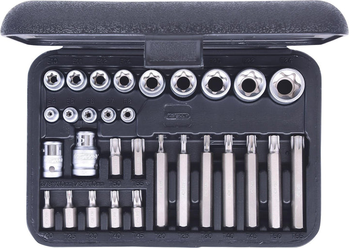 KS Tools 911.4301-2 TX-Steckschlüssel- und Bit-Satz, 30-tlg. Bits mit Bohrung
