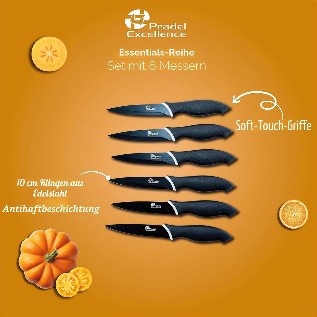 Pradel Excellence CC006N Kasten mit 6 Antihaft-Steakmessern aus rostfreiem Edelstahl, Anisfarben Sch