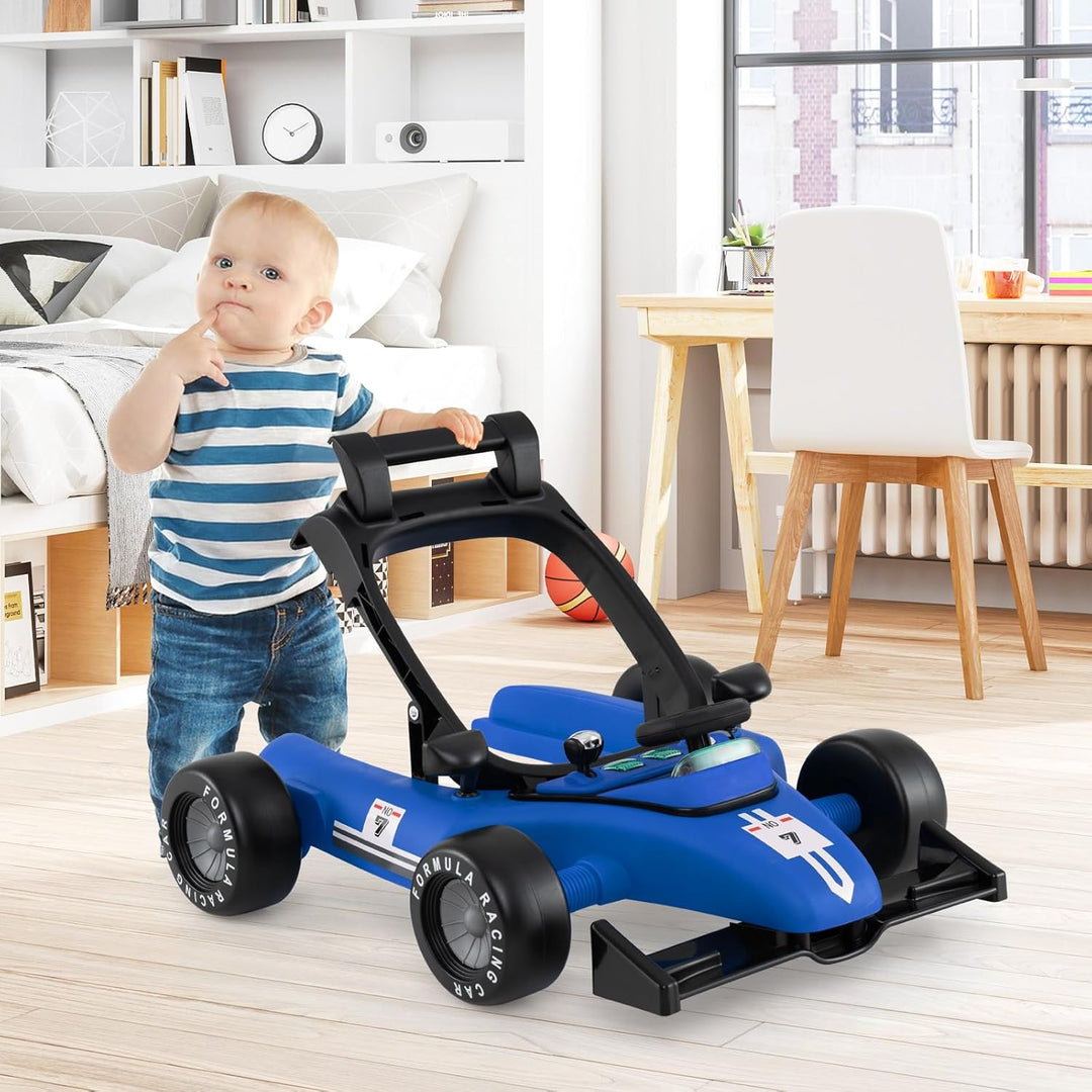 COSTWAY 4 in 1 Lauflernhilfe, Lauflernwagen klappbar mit einstellbarer Höhe, Baby Walker Autoförmig