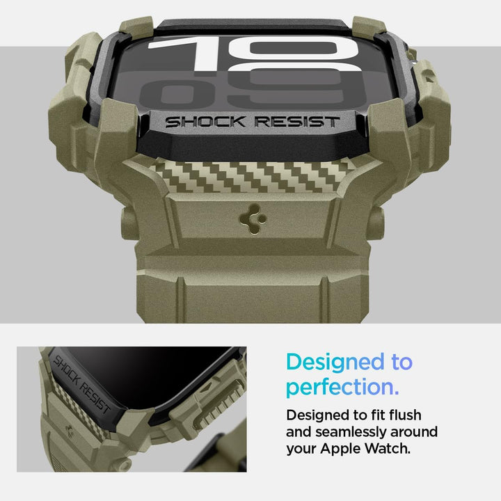 Spigen Rugged Armor Pro Hülle mit Armband Kompatibel mit Apple Watch 11/10 46mm (2025/2024) Vintage