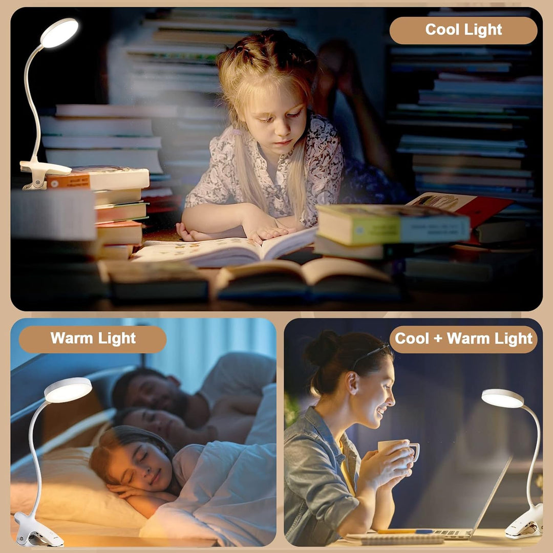 Lenudar Leselampe Bett, 36 LED Klemmlampe Bett mit Touch Dimmbar 6 Farben 5 Helligkeiten, 360° Flexi