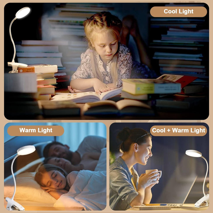 Lenudar Leselampe Bett, 36 LED Klemmlampe Bett mit Touch Dimmbar 6 Farben 5 Helligkeiten, 360° Flexi