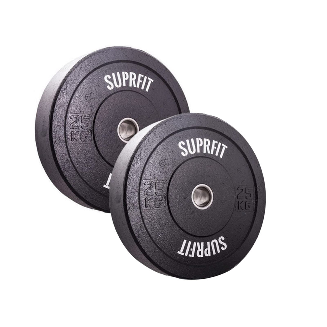 SUPRFIT Hi-Temp Hantelscheiben Bumper Plates 50mm aus recyclten Vollgummigranulat, Gewicht: 5-25kg,
