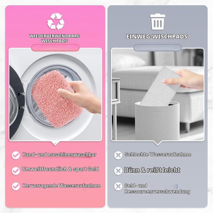 8 Stück für Swiffer Feuchte Bodentücher mit Wäschebeutel, Wiederverwendbaren Mikrofaser Wischmopbezu