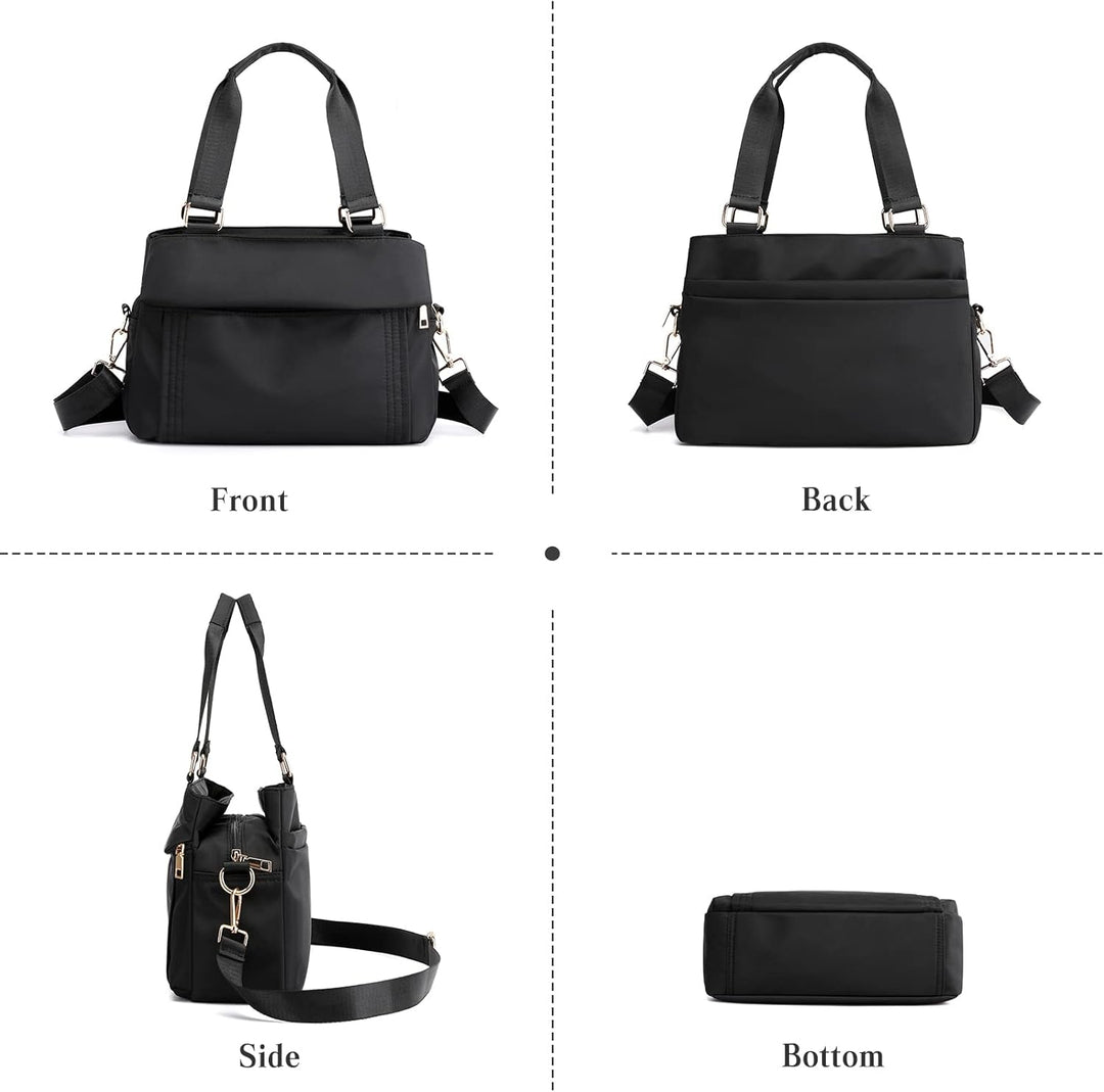 PORRASSO Umhängetasche Nylon Schultertasche Damen Multi Tasche Handtasche Mädchen Crossbody Bag für