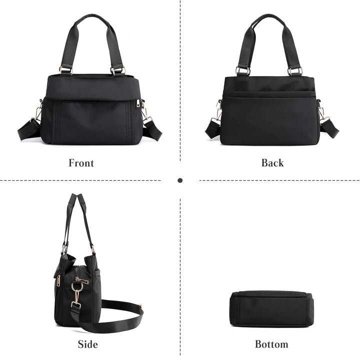 PORRASSO Umhängetasche Nylon Schultertasche Damen Multi Tasche Handtasche Mädchen Crossbody Bag für