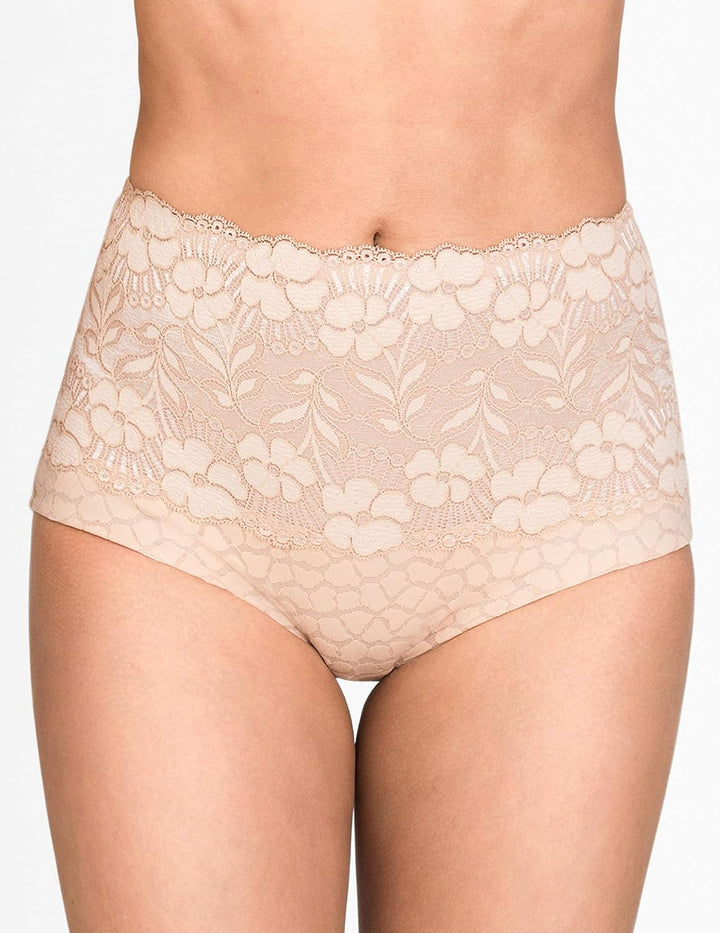 Miss Mary of Sweden Jacquard &amp; Lace Miederhose, Beige