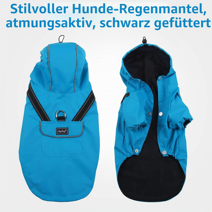 Premium-Regenmantel Mit Kapuze für Mittelgrosse Hunde, Outdoor-Sport, Wasserdichte Regenjacke, Welpe