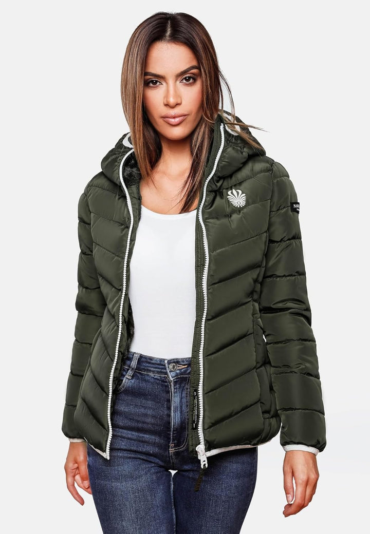 Navahoo Damen Jacke Steppjacke Übergangsjacke gesteppt Stepp Herbst B675 XS Olive, XS Olive