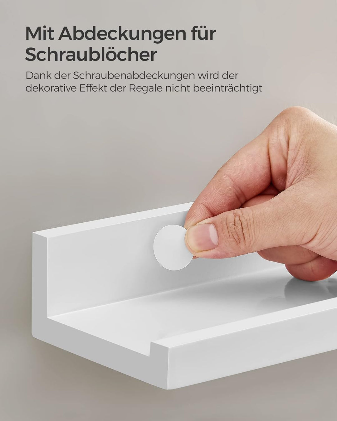 SONGMICS Wandregal, Schweberegal, 3er Set, 10 x 38 cm, Wandboard für Bilderrahmen und Bücher, Bilder