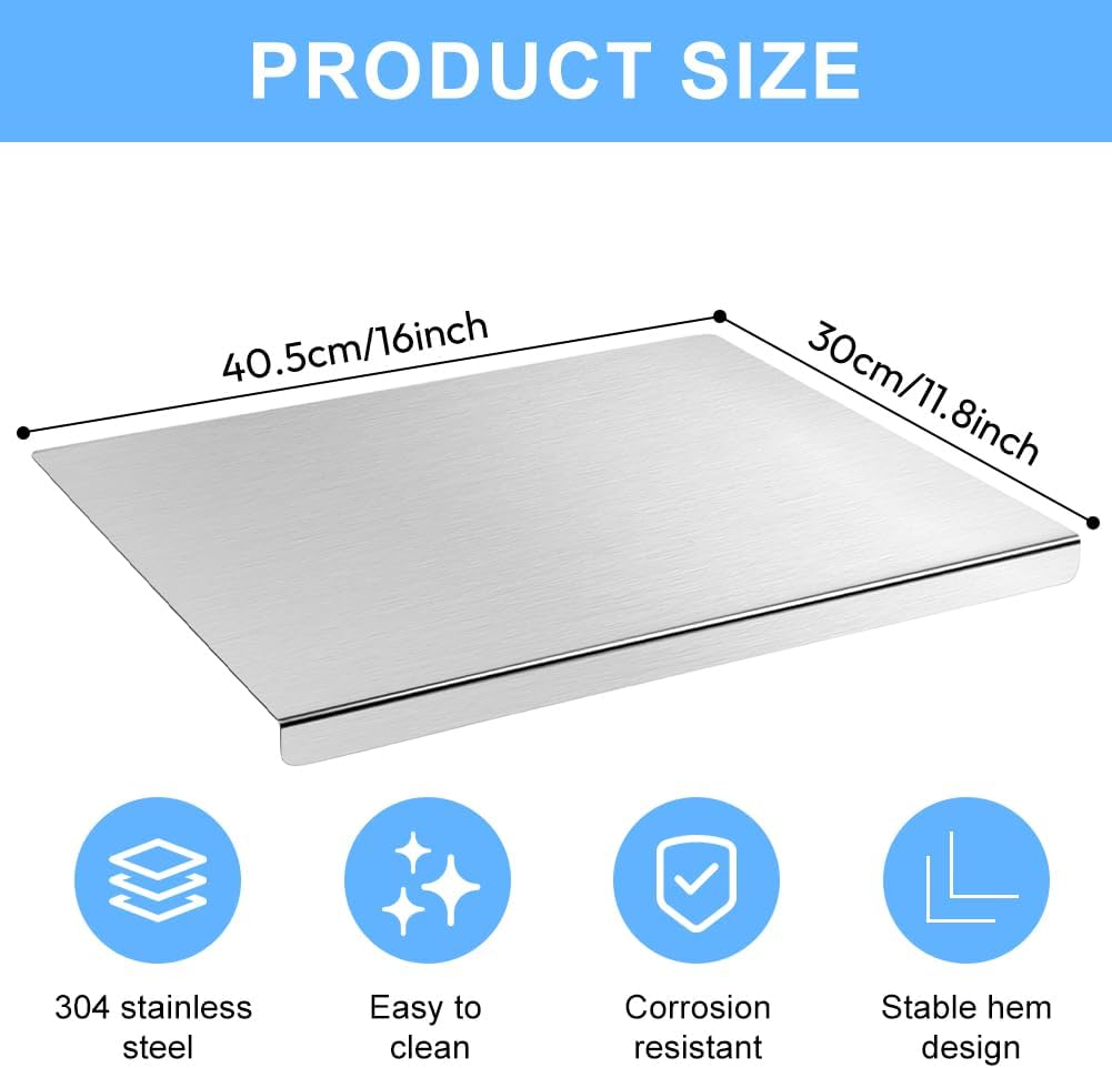 Edelstahl Schneidebrett 30 x 40cm, Schweres Schneidebrett Edelstahl Küche Cutting Board zum Kochen,