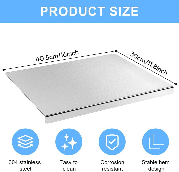 Edelstahl Schneidebrett 30 x 40cm, Schweres Schneidebrett Edelstahl Küche Cutting Board zum Kochen,