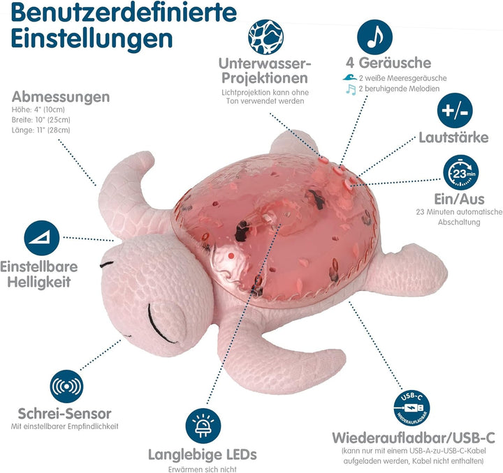 Cloud b | Nachtlicht mit Musik | Unterwasserprojektionen | 4 beruhigende Geräusche | Helligkeit eins