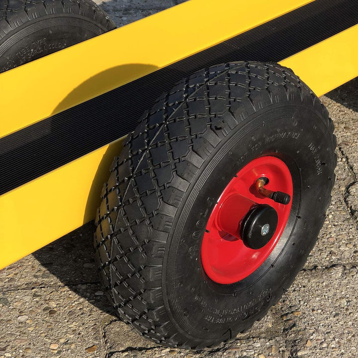 Ravendo Plattenwagen 4 Rad 300 Kg Länge 98,5 cm Schwerlast Lasten Karre Transportkarre Luftreifen Ma