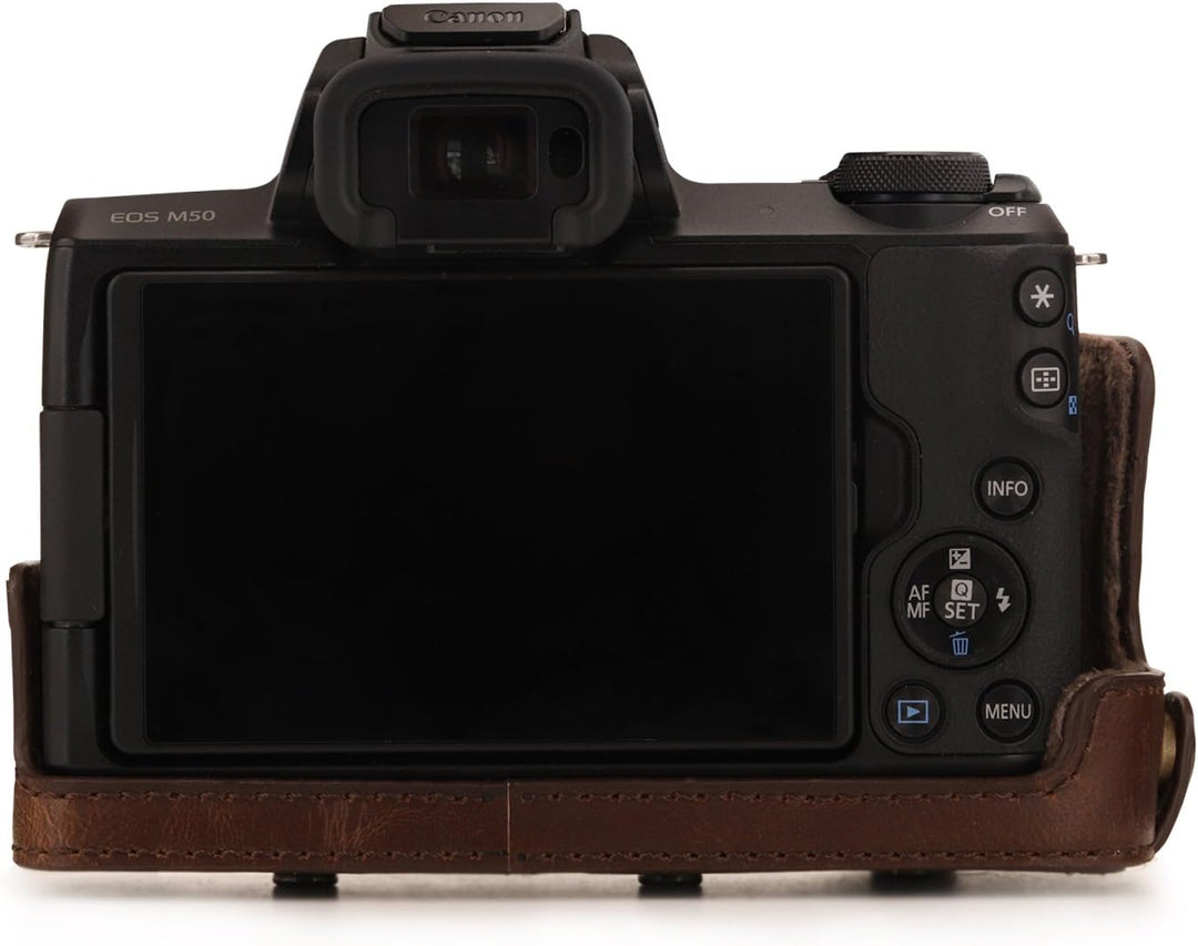MegaGear Canon EOS M50 (15-45mm) Ever Ready Leder Kamera-Case mit Trageriemen