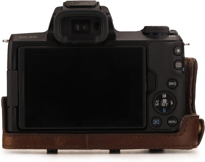 MegaGear Canon EOS M50 (15-45mm) Ever Ready Leder Kamera-Case mit Trageriemen