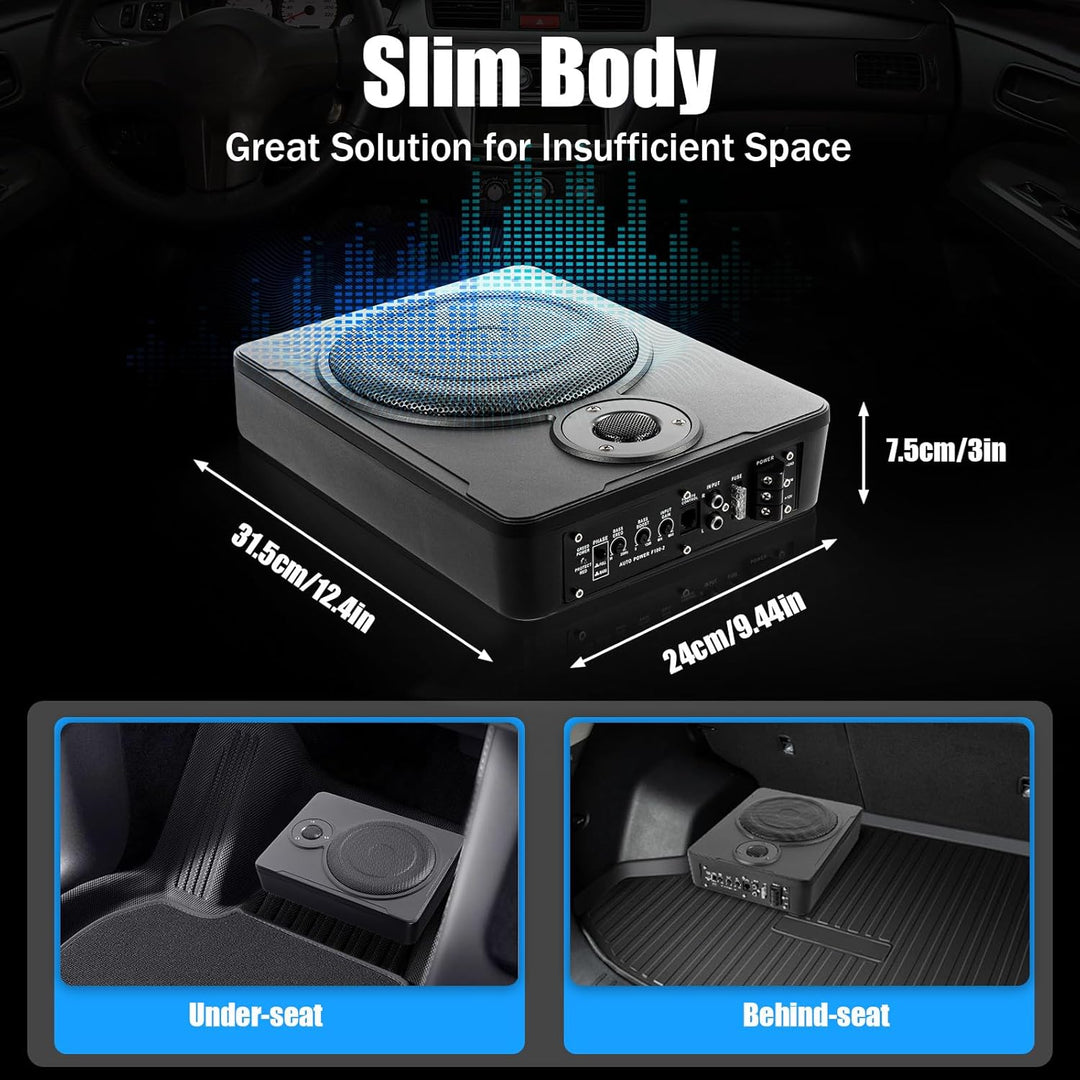 Auto Untersitz Subwoofer Kompakt Kfz Aktiv Bassbox Mit Kabel Set,mit Montagehalterungen,5 passende V