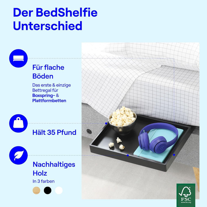 BedShelfie Nachttisch Zum Einhängen Bettablage für Etagenbett und Boxspringbett, Bettablage für WG-Z