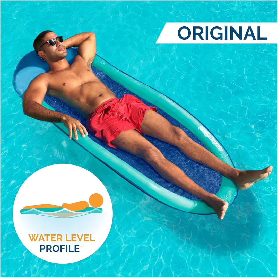 SwimWays Spring Float Premium Hammock Pool Lounger for Swimming Pool, Inflatable Pool Floats Adult w