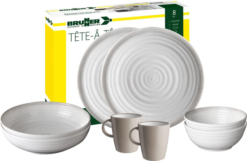 Brunner 0830143N.C4P Campinggeschirr Set für 2 Personen, Tête-À-Tête Savana, 8-teilig