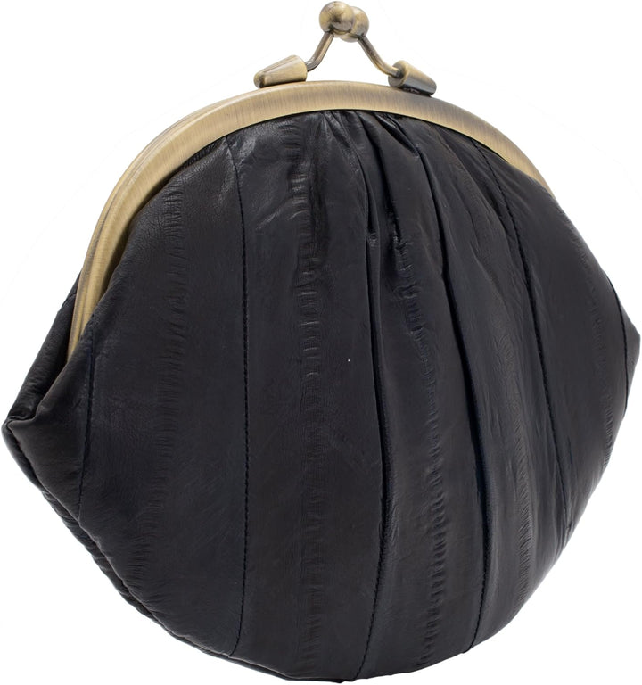 Becksöndergaard Granny Geldbörse Damen mittelgross - Retro Geldbeutel aus Aal-Leder 18x13 cm - Münzf