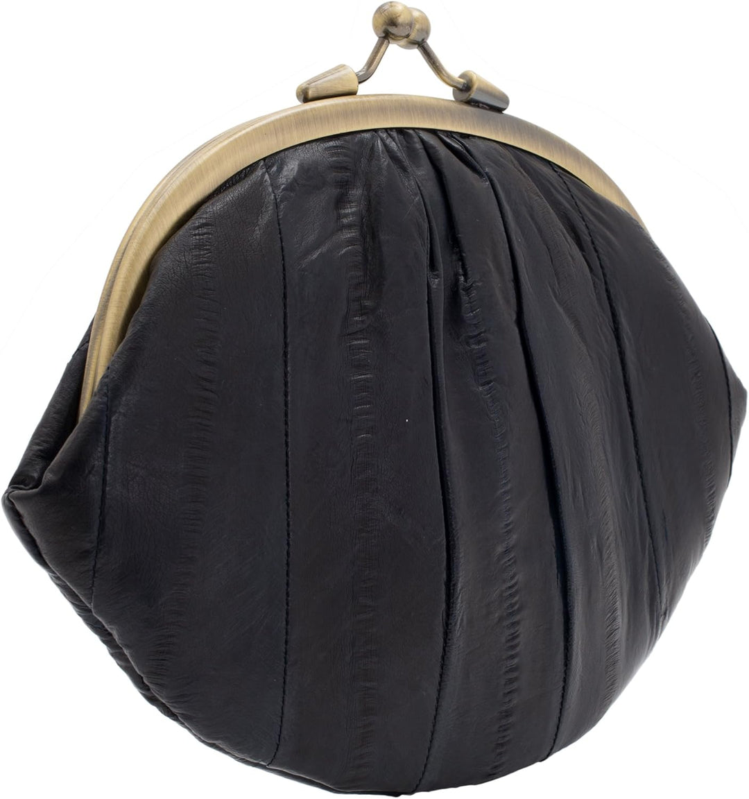 Becksöndergaard Granny Geldbörse Damen mittelgross - Retro Geldbeutel aus Aal-Leder 18x13 cm - Münzf