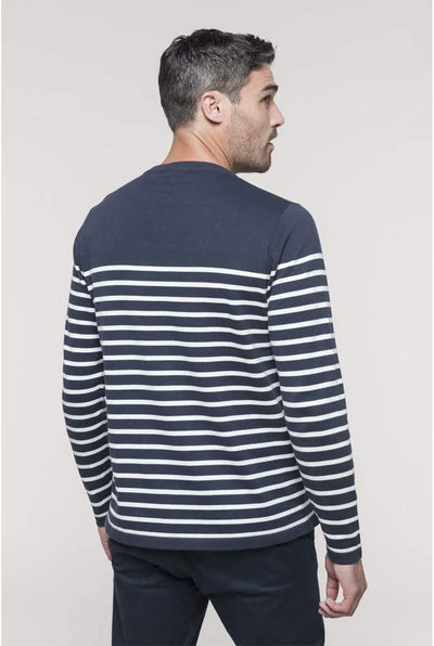 noTrash2003 Herrenpullover Ringelshirt Marine-Stil Breton Shirt Pullover Streifen Shirt Navy/Weiss m