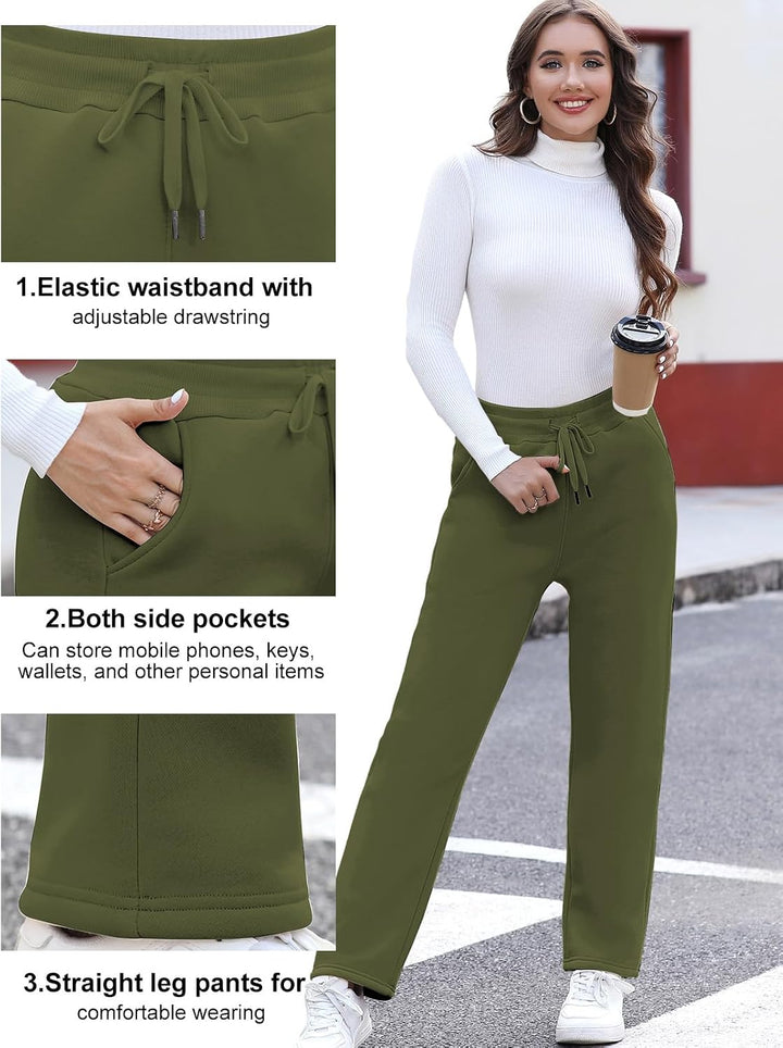 UMIPUBO Gefütterte Jogginghose Damen Warm Fleece Freizeithose Winter Thermo Fleecehose High Waist Sw