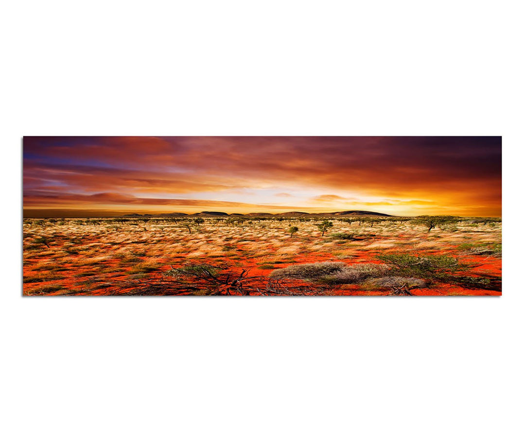 Paul Sinus Art Panoramabild auf Leinwand und Keilrahmen 150x50cm Australien Landschaft Sonnenunterga