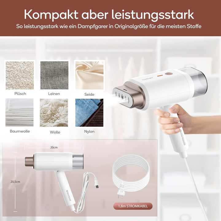 Newbealer Steamer Dampfglätter, 1200W Dampfbügeleisen Reise für Kleidung, 2 Dampfstufen Reisebügelei