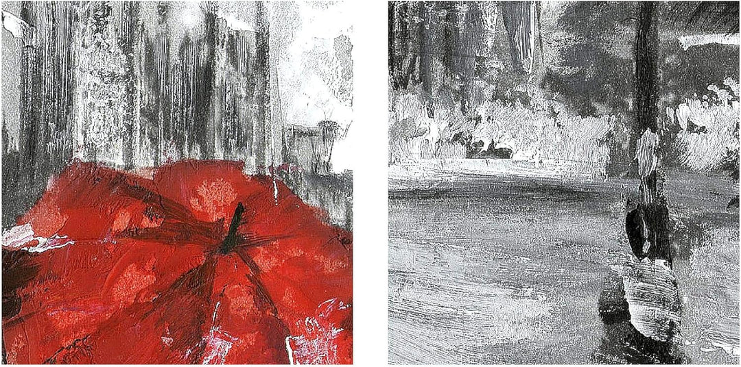 Runa Art Wandbilder London Bild XXL Wohnzimmer Schlafzimmer Rot Grau Gemalt 120 x 80 cm 3 Teilig 024
