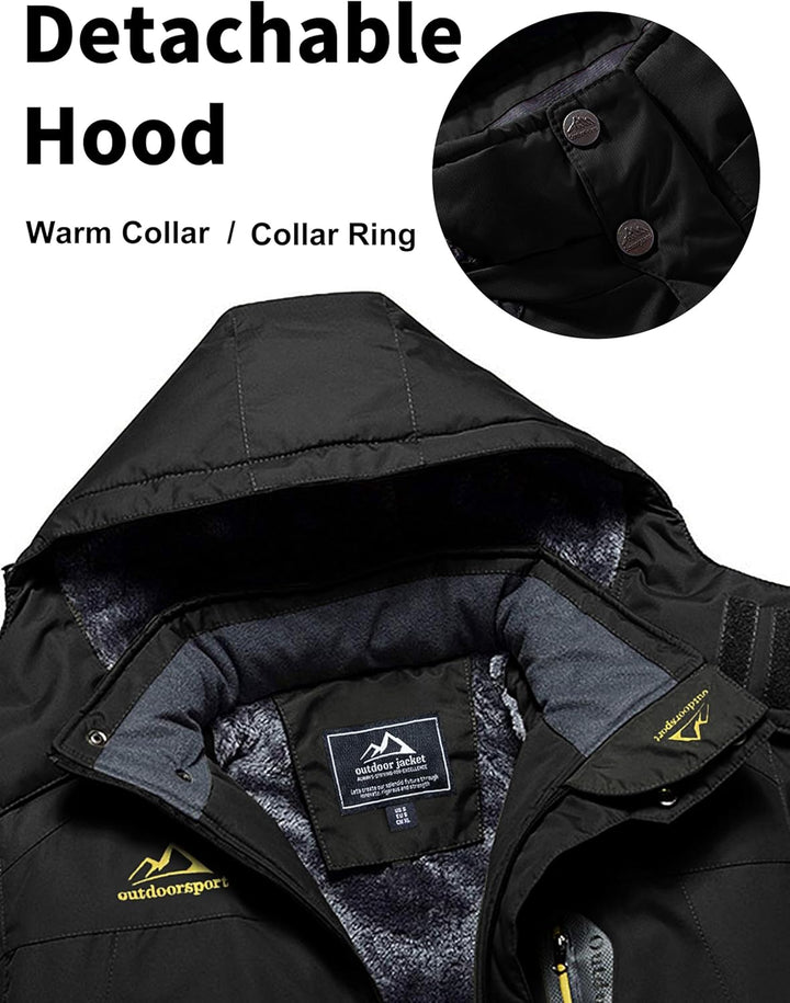 MAGCOMSEN Herren Winter Fleecejacke Warme Gefüttert Skijacke Outdoor Winddicht Wasserdicht Jacke Ver