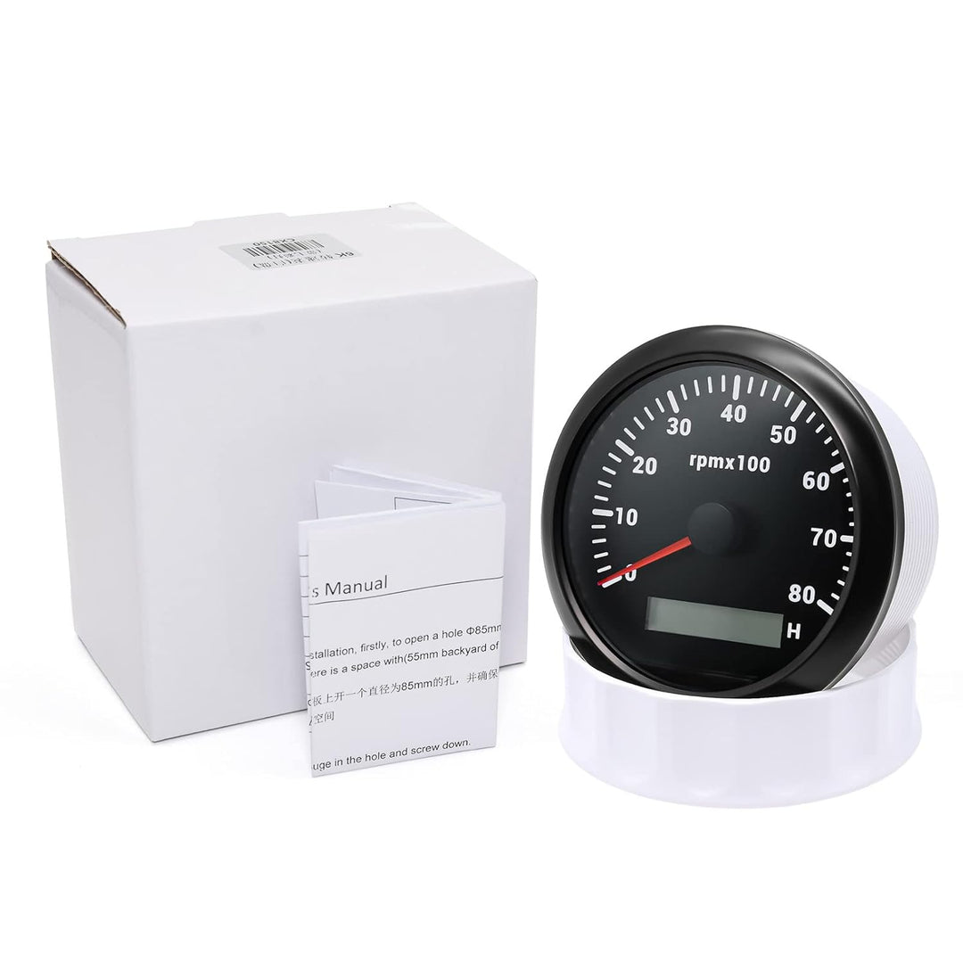 85mm Drehzahlmesser 0-8000RPM Wasserdichtes mit Betriebsstundenzähler 7 Farben Hintergrundbeleuchtun