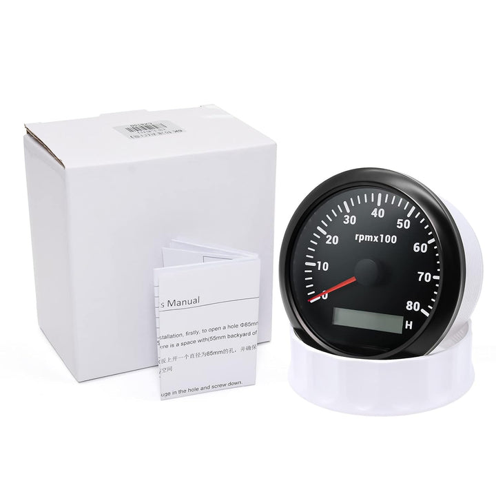 85mm Drehzahlmesser 0-8000RPM Wasserdichtes mit Betriebsstundenzähler 7 Farben Hintergrundbeleuchtun