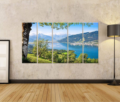 Bild Bilder auf Leinwand Schöne Landschaft mit Alpen und Bergsee in Zell am See, Österreich Wandbild