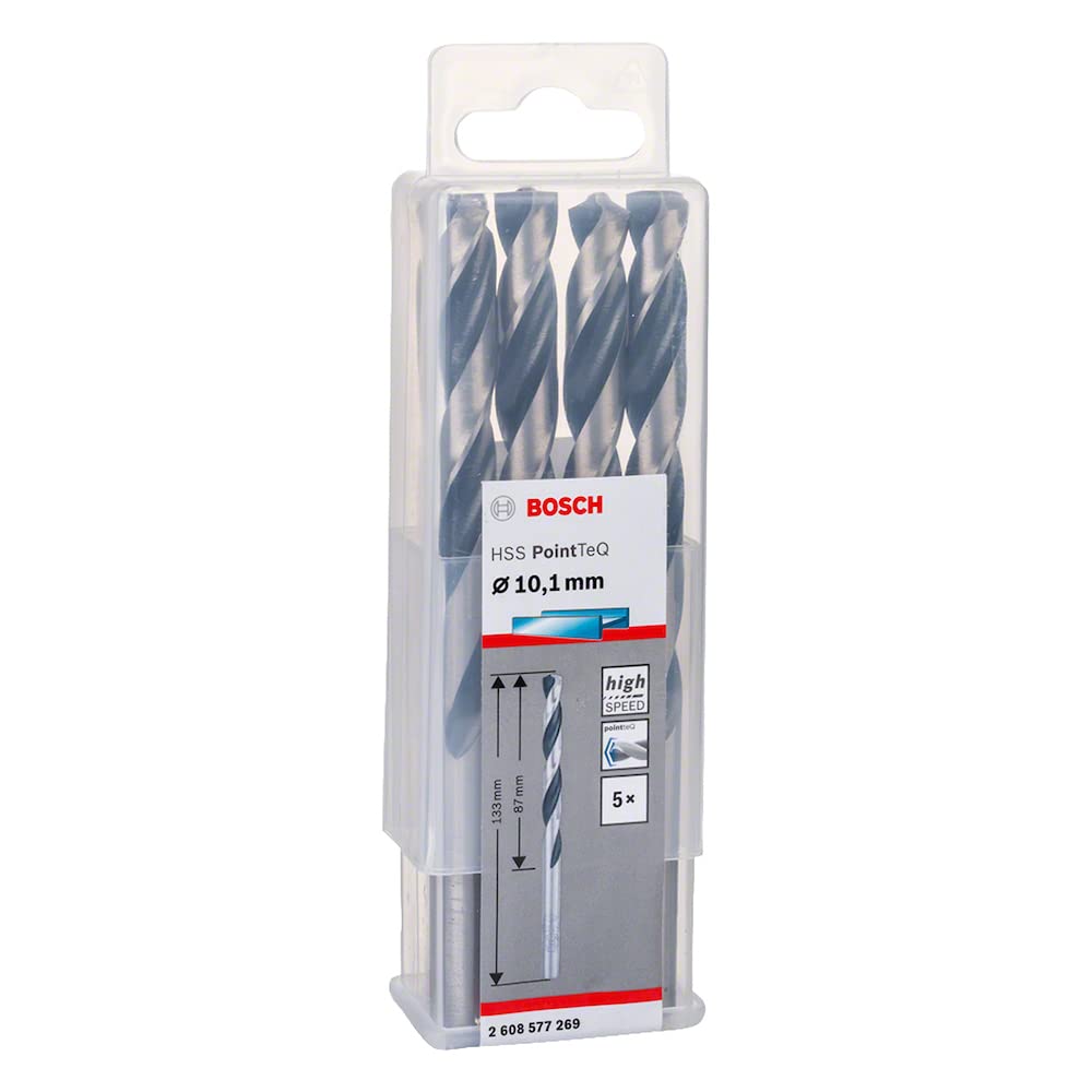 Bosch Professional 5 Stück HSS Spiralbohrer PointTeQ (für Metall, 10,1 x 87 x 133 mm, Zubehör Bohrsc