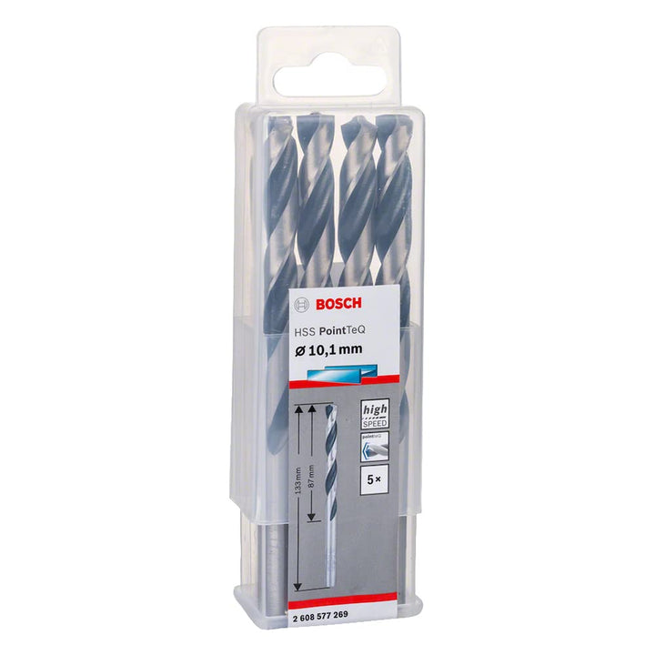 Bosch Professional 5 Stück HSS Spiralbohrer PointTeQ (für Metall, 10,1 x 87 x 133 mm, Zubehör Bohrsc