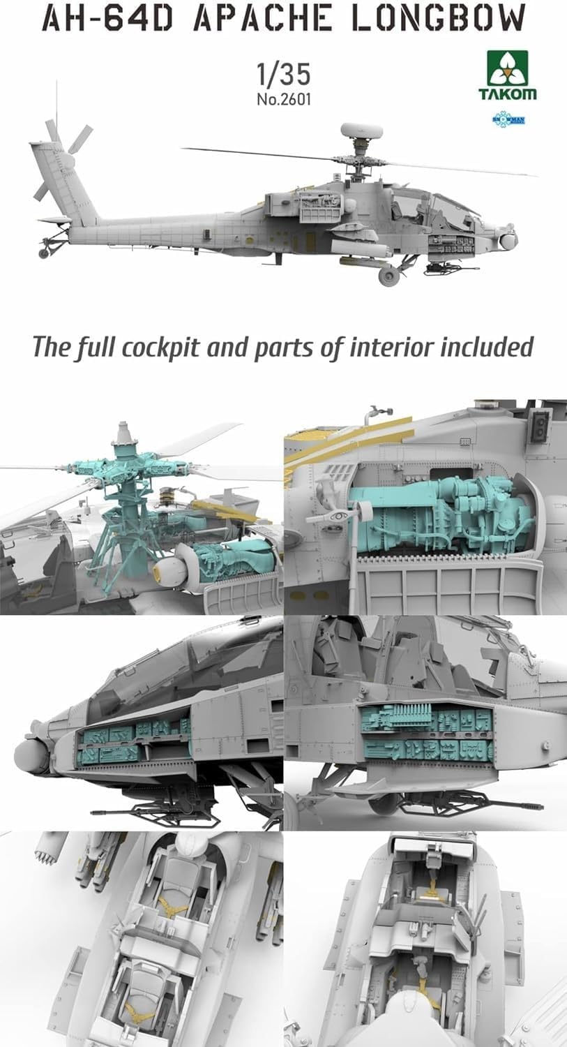 Tacom 1/35 US Army AH-64D Apache Longbow Attack Hubschrauber Kunststoff Modell TKO2601 geformte Farb