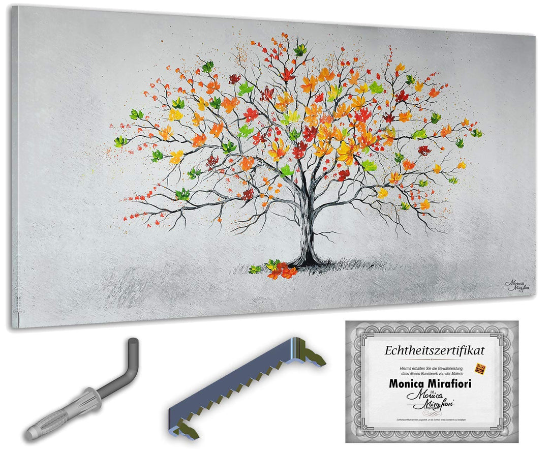 Monica Mirafiori I 100% HANDGEMALT I Gemälde Bunter Baum 100x50cm | Gemälde Handgemalt | Acrylgemäld