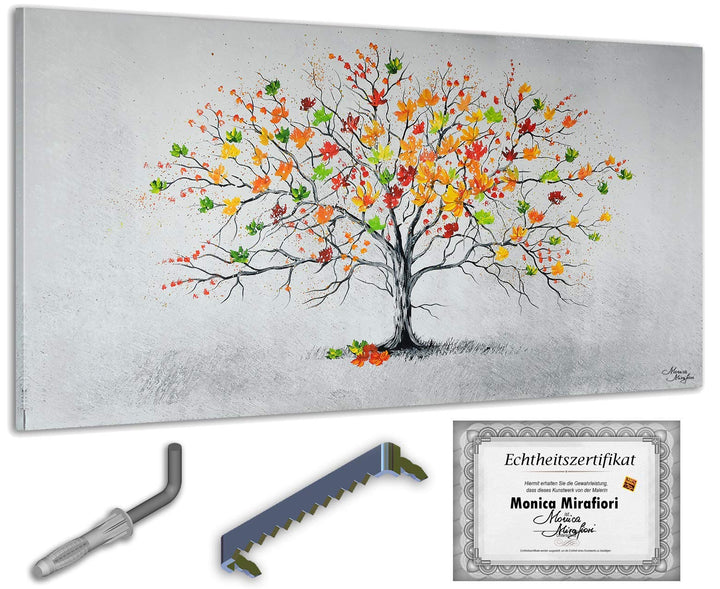 Monica Mirafiori I 100% HANDGEMALT I Gemälde Bunter Baum 100x50cm | Gemälde Handgemalt | Acrylgemäld