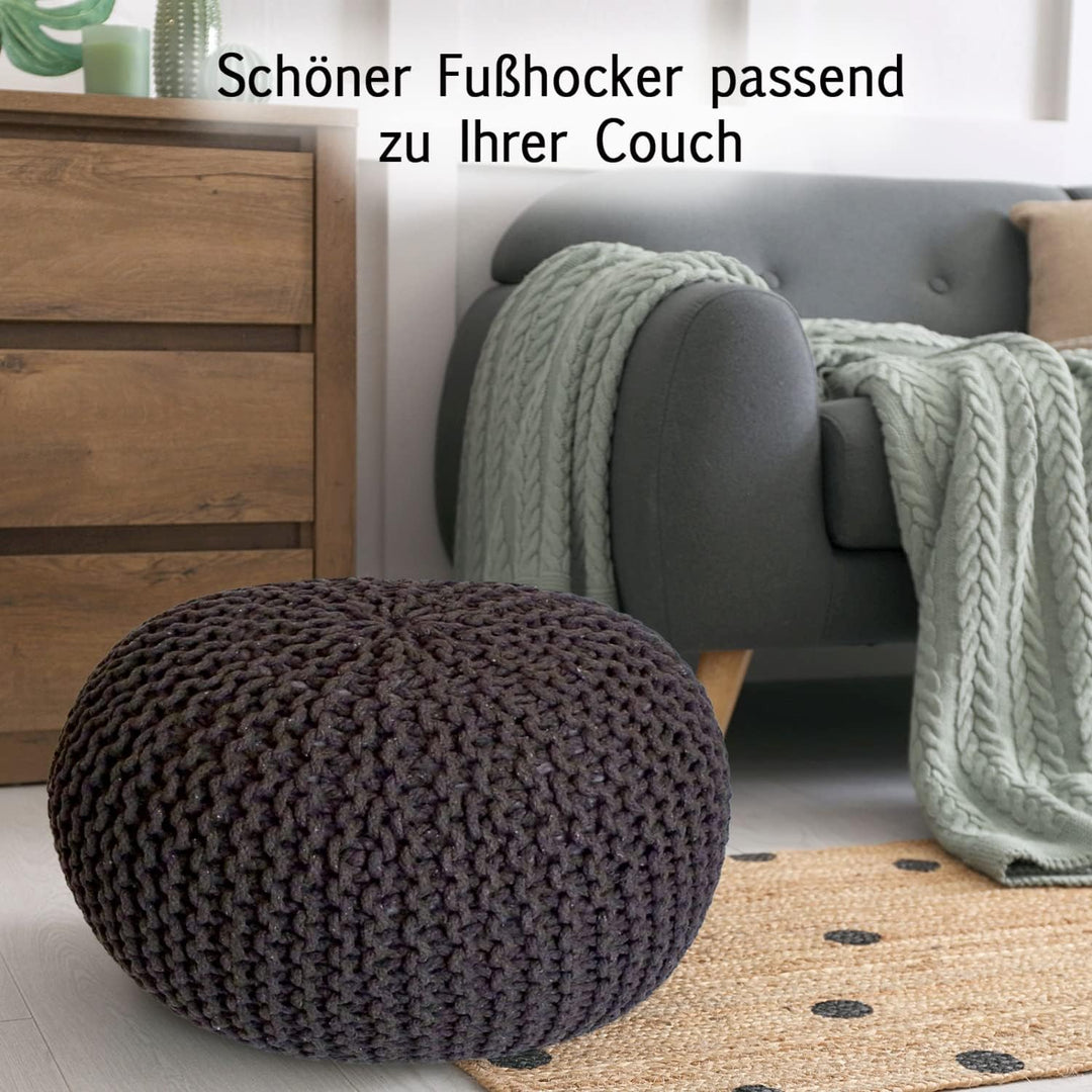 casamia Pouf Ø 55 o. 45 cm Strickhocker Sitzpouf Bodenkissen für Innen Indoor Grösse ø 45 cm, Farbe