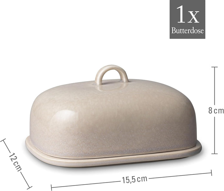 like. by Villeroy & Boch – Perlemor Home Butterdose, Porzellan Butterglocke im Pottery Stil, spülmas