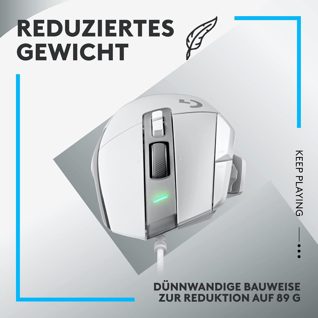 Logitech G502 X Kabelgebundene Gaming-Maus - LIGHTFORCE Hybrid optisch-mechanische Primärschalter, H