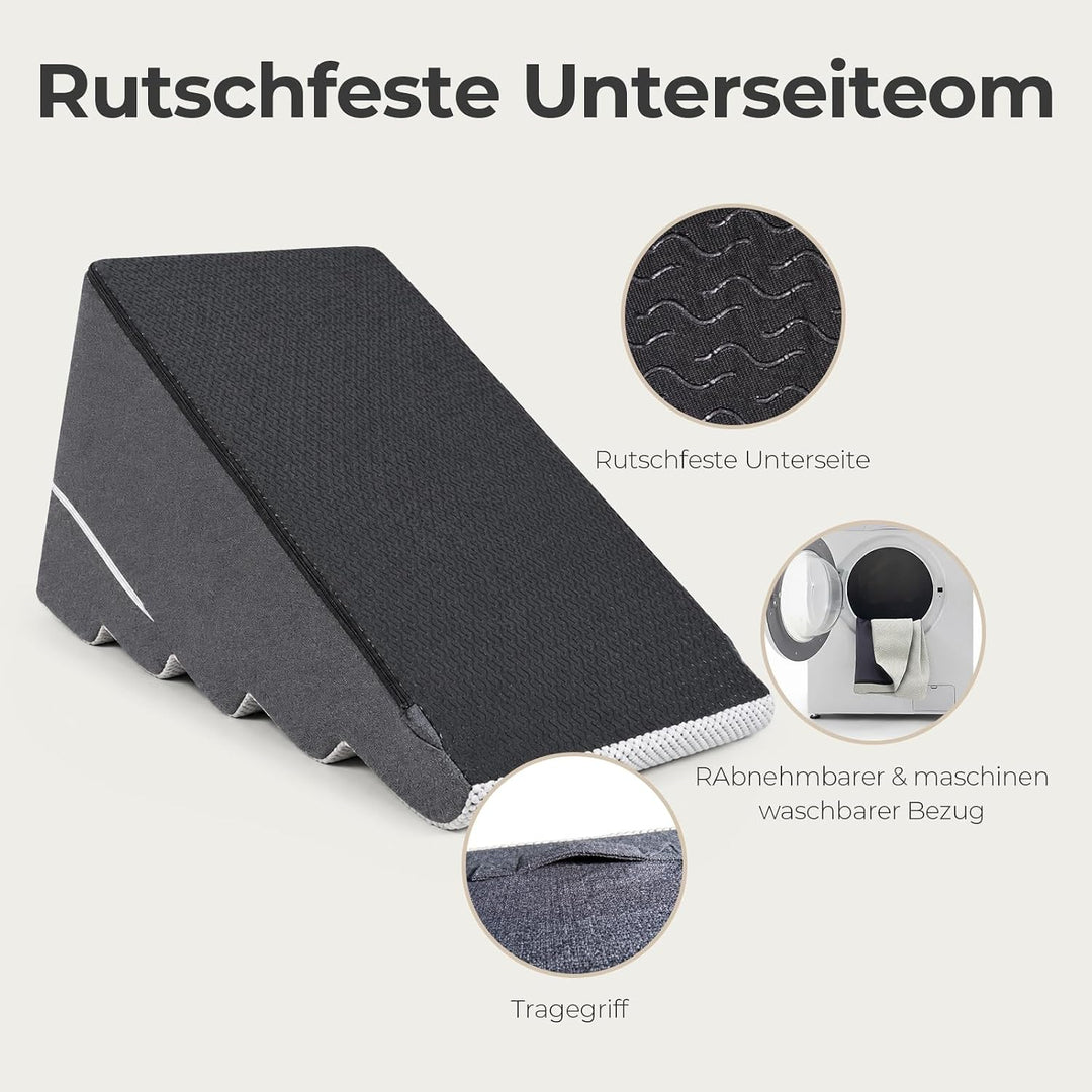 Sytopia 5-Stufen Hundetreppe 58 cm, rutschhemmend &amp; abwaschbar, mit Griff, 30D Schaumstoff für Bett/