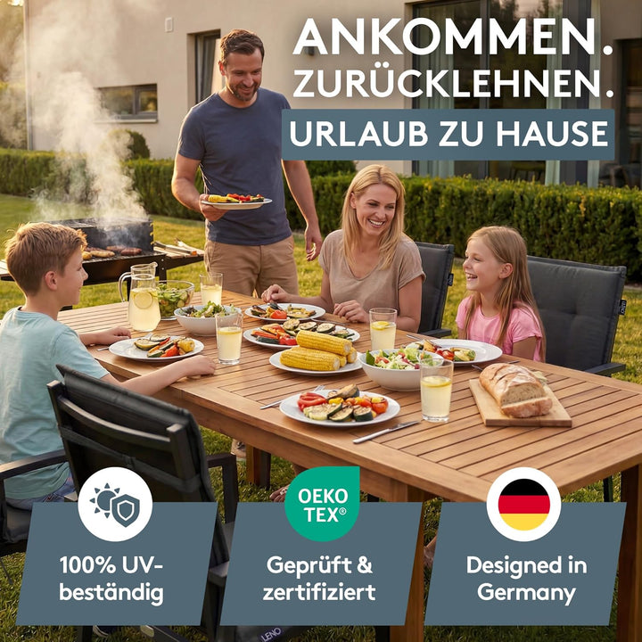 LILENO HOME Gartenstuhl Auflagen als [2er Set - Niedriglehner] in Uni Anthrazit (Tami) - Bequeme Lie