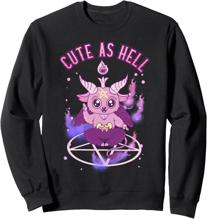 Cute As Hell Anime Kawaii Baphomet Pastel Goth Emo Pun Sweatshirt