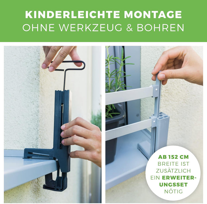 GREEN CREATIONS Blumenkastenhalterung masu Basis-Set passt auf Jede Fensterbank von 78 cm bis 140 cm